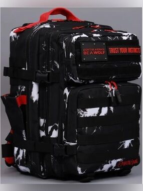 RARE NWT Wolfpak 45L Backpack Black Lightning Immortal Red